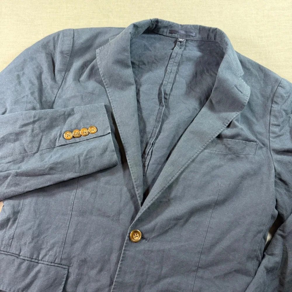 J.Crew Ludlow Linen Blazer Mens 36R Navy Blue Excellent Baird McNutt Irish Linen